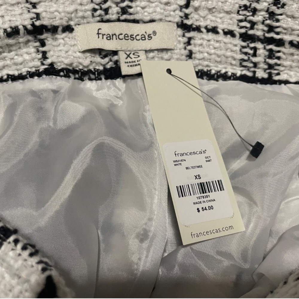 Francesca's Collections Black and White Plaid A-Line Skirt with Waist Tie NWT - Picture 5 of 6